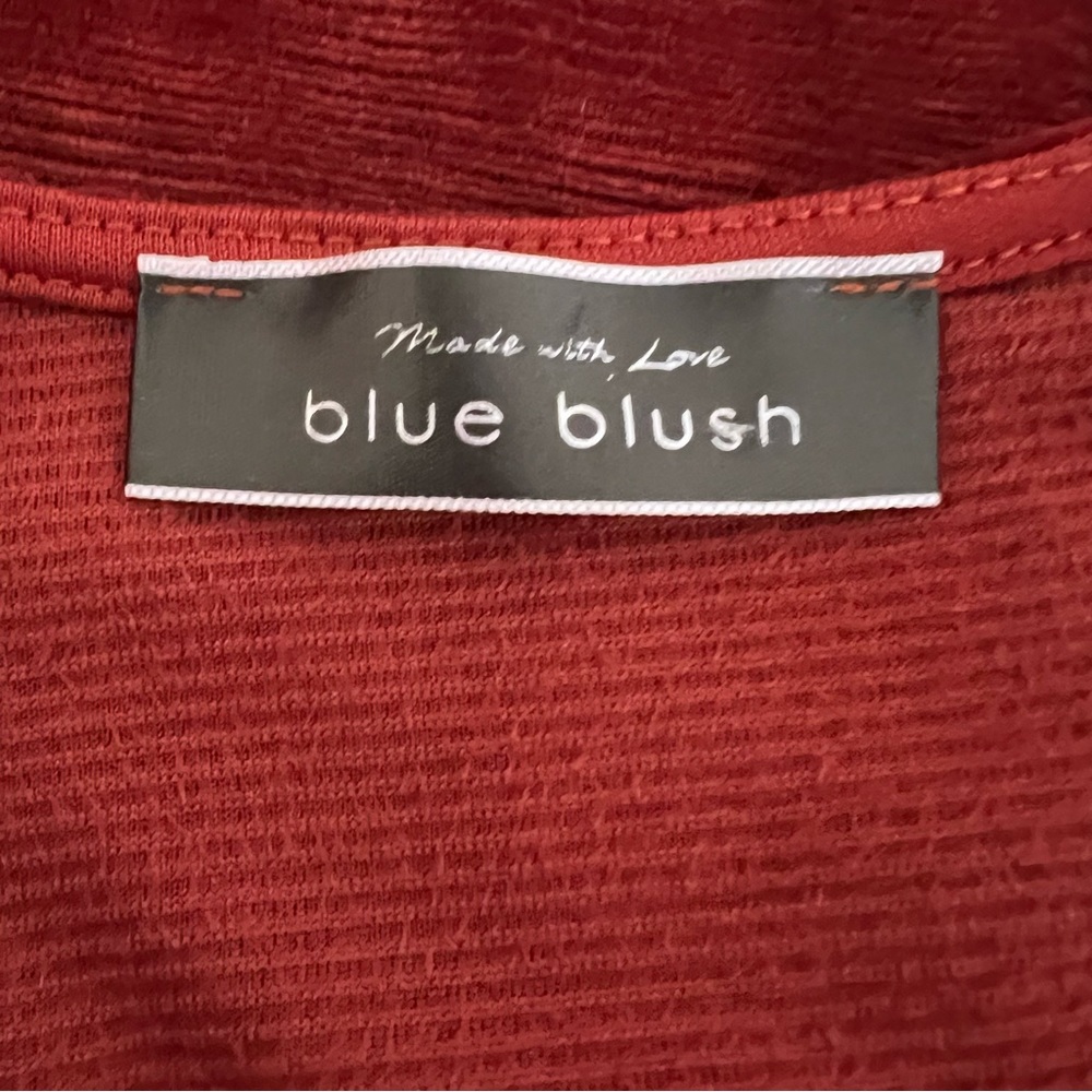 BLUE BLUSH Red Terracotta Dress Women's Sz Medium Long Sleeve Christmas New Year - Picture 6 of 7